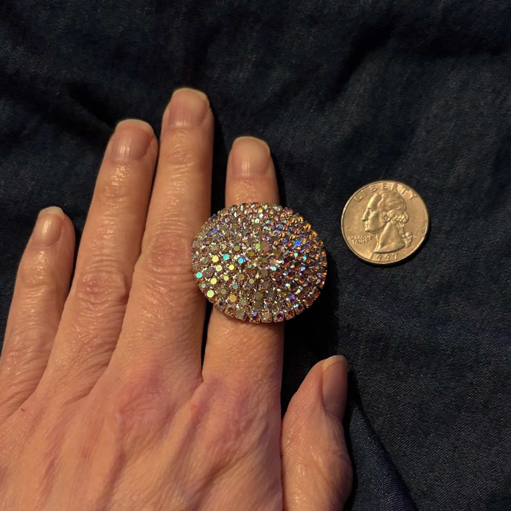 Elegant Gold Crystal Statement Ring